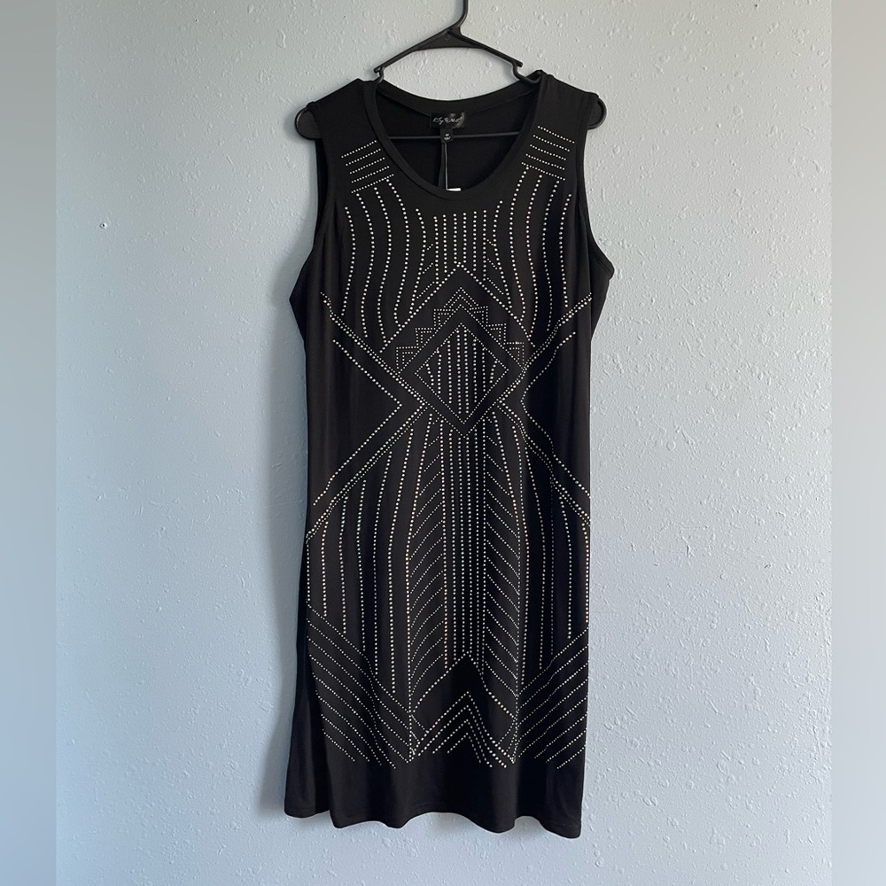 Black bodycon dress with iridescent design